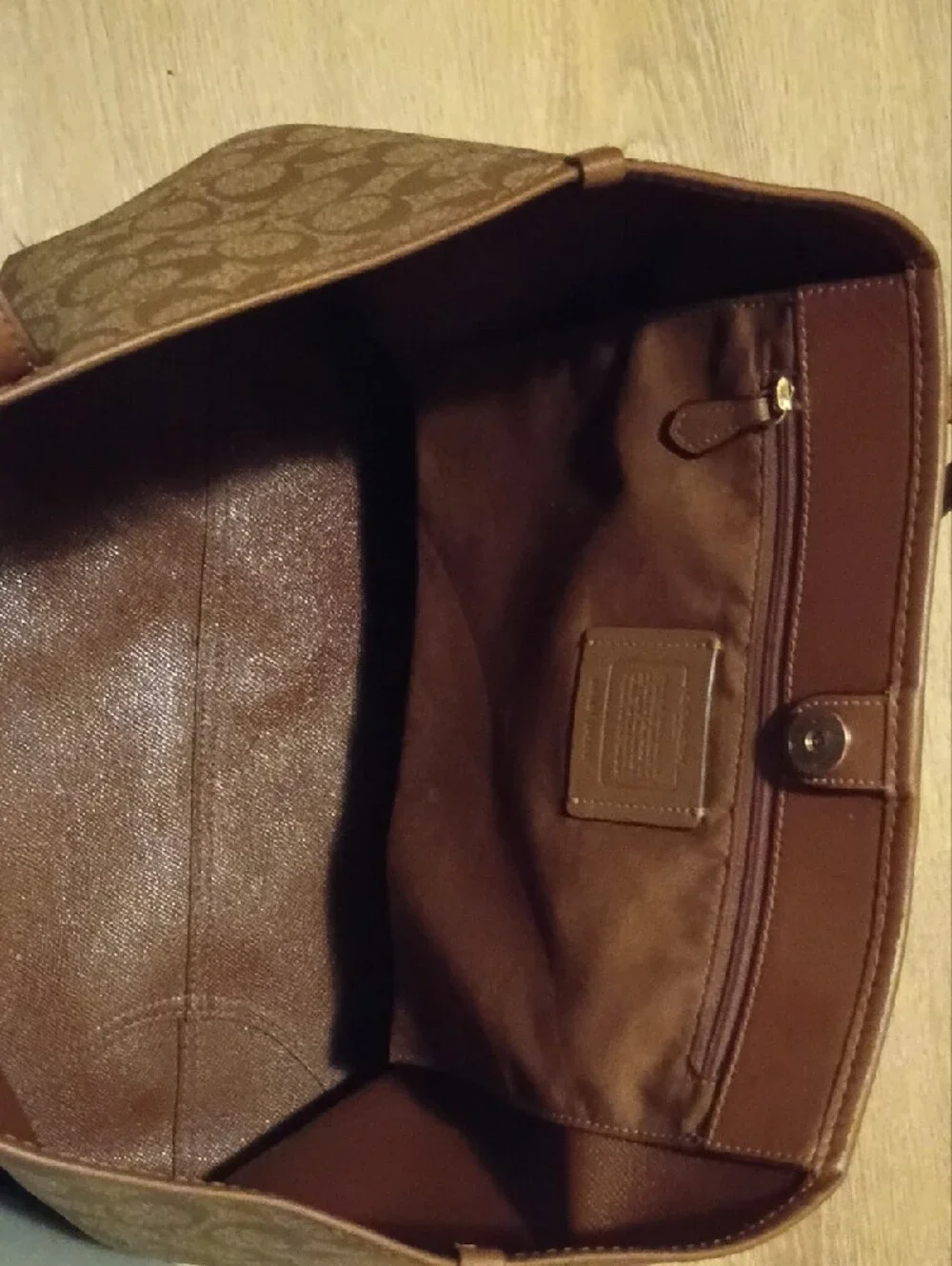 Coach Brown Signature Canvas Tote with Leather Straps